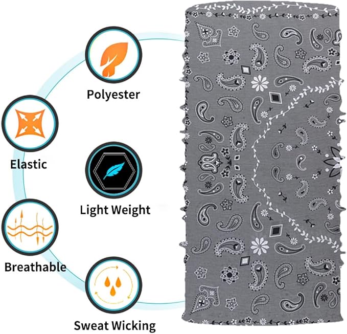 Neck Gaiter Face Cover Bandana Mask Scarf, Breathable Sun& Dust-proof for Cycling Running Fishing Hiking