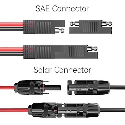 Goupchn Solar Panel Connectors to SAE Adapter Cable 10AWG Solar to SAE PV Extension Wire with 2PCS Polarity Reverse Adapters for RV, Caravan, Battery Charger Kit