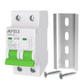 APIELE Miniature Circuit Breakers DC 12-110V, 10Amp 2Poles Circuit Breaker for Solar Photovoltaic Systems, Battery Power Systems, DIN Rail Mount DC Disconnect Switch (2P-10A)
