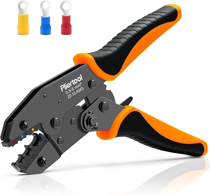 Crimping Tool for Insulated Electrical Wire Connectors AWG 22-10 Ratchet Crimper Tools Racheting Crimping Tools Available for Insulated Connectors and Wire Terminal