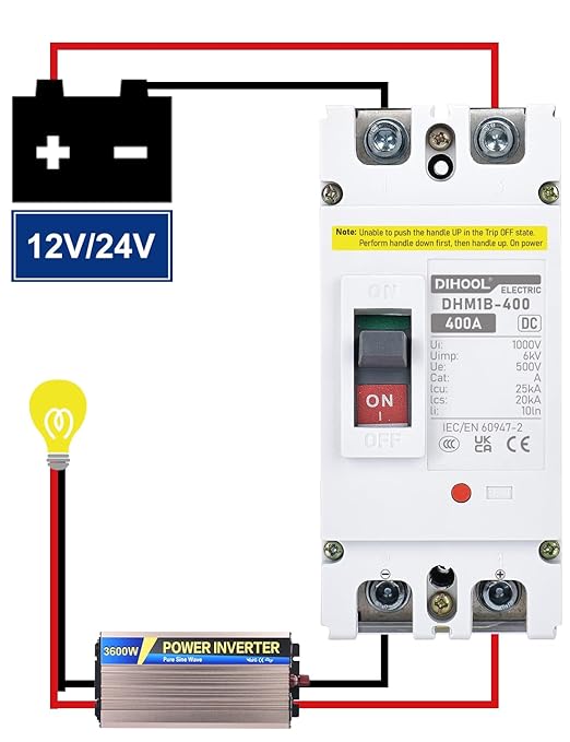 DIHOOL Heavy Duty Battery Disconnect Switch, 400 Amp DC Circuit Breaker for Boat Trolling Motor Marine