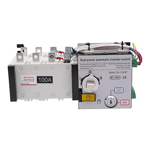 100AMP Dual Power Automatic Transfer Switch ATS, 4P 50/60Hz, Changeover Isolation Generator