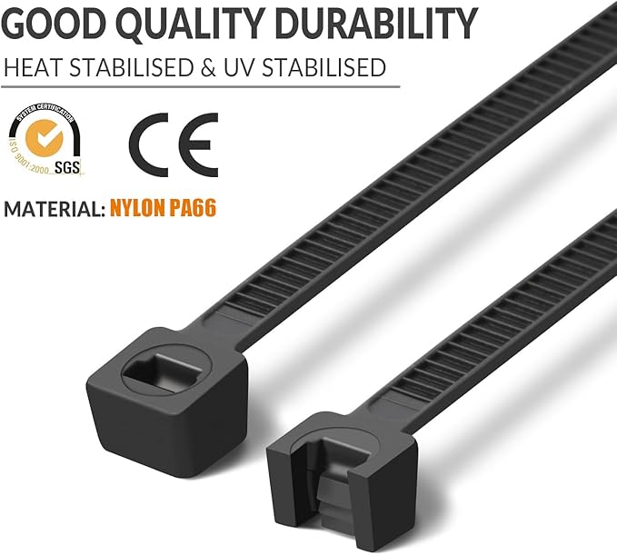 Eletoo18 Inch White Zip Ties Heavy Duty 1000 Pack, 75LBS Tensile Strength, Self-Locking Heavy Duty UV Resistant Cable Ties for Indoor and Outdoor Use