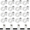 50 Pcs 5/8 Inch White Nylon Screw Mounting R-type Cable Clip Wire Clamp, 16mm Cable Clip Wire Clamp for Wire Management, Stainless Steel Screws Included
