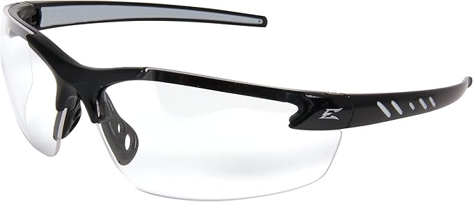 Edge DZ111VS-G2 Zorge G2 Wrap-Around Anti-Fog/Vapor Shield Safety Glasses, Anti-Scratch, Non-Slip, UV 400, Military Grade, ANSI/ISEA & MCEPS Compliant, 5.04" Wide, Black Frame/Clear Lens