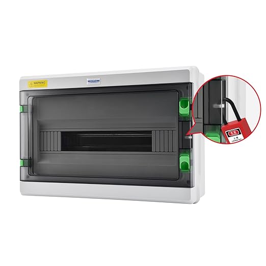 Mollom 18 Way HA Series Power Distribution Box with Bus Bars and Din Rail for Miniature Circuit Breaker MCB,Waterproof IP66,Solar Power Distribution Panel for Indoor and Outdoor Use