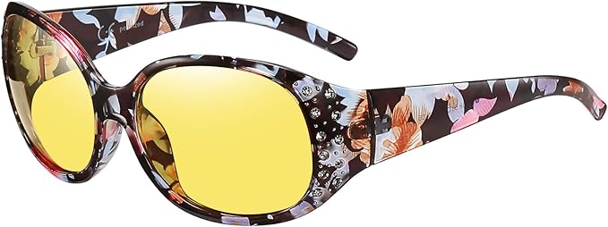 HAOLOTA Night Vision Driving Glasses Women Anti Glare Polarized, Wrap Around Nighttime Safety Glasses UV Protection