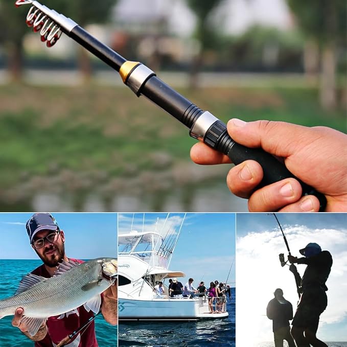 Fishing Rod, Universal Mini Small Sea Pole Portable Short Pole Ice Fishing Rod Mini Pocket Sea Fishing Tools for Ice Fly Fishing Sea Saltwater Kit Gift for Festivals