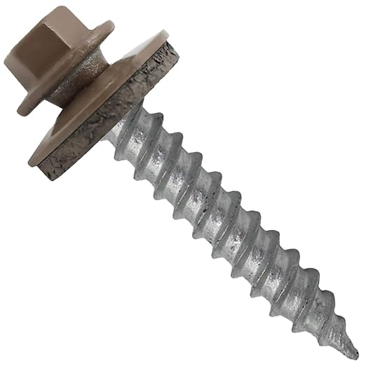 Metal Roofing Screw: (250) 12 x 1-1/2" Light Brown Hex Sheet Metal Roof Screw. Sharp Point Metal to Wood siding Screws. 5/8" EPDM Washer.