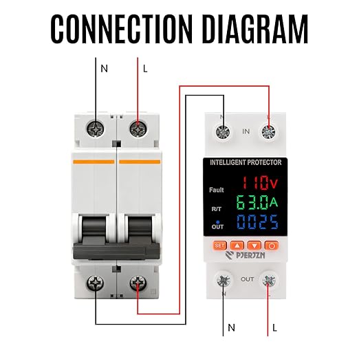 Adjustable Voltage Protector 110/230VAC 2P 63A Adjustable Smart Breaker Voltage Protector Current Limit Metering Overvoltage Undervoltage Time-delay Protection Automatic Reset