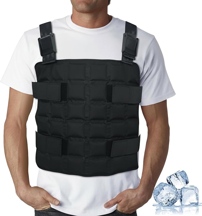 Ice Cooling Vest Neck Cooler for Hot Weather, Reusable Ice Pack Vest with Adjustable Straps, Cold Ice Jacket for Men & Women