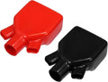 1 Pair Battery Terminal Insulation Covers, 16mm 0.63" 12mm 0.47" ID Car Battery Post Cap Universal for Motorcycle Truck Marine Durable PVC Red Black