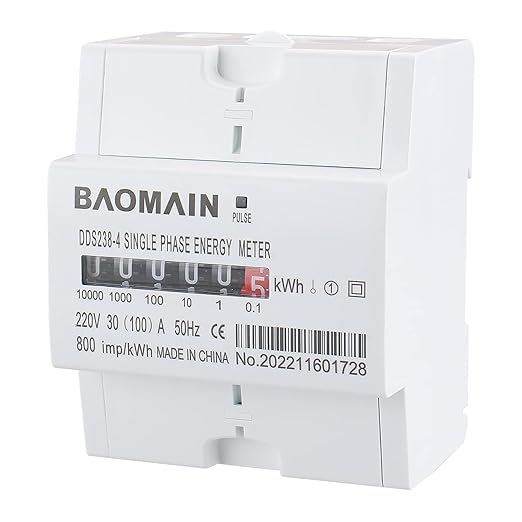 Baomain DDS238-4 DIN Rail Single Phase Kilowatt Hour kwh Meter 220V 30A (100A) Wheel Counter Electricity Meter for AC Systems