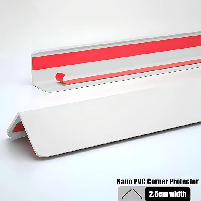 Wall Corner Protector White - 4 PCS, 3 ft x 1 in - Self Adhesive Corner Guards for Walls, Cabinet Doors, Edge Protector Trim; Easy to Install Wall Corner Guard (90 cm x 2.5 cm)
