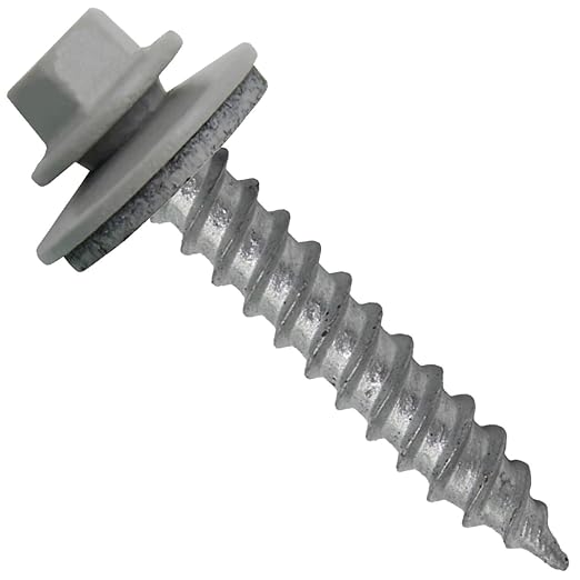 Metal Roofing Screw: (250) 12 x 1-1/2" ABC GRAY Hex Sheet Metal Roof Screw. Sharp Point metal to wood siding screws. 5/8" EPDM washer.