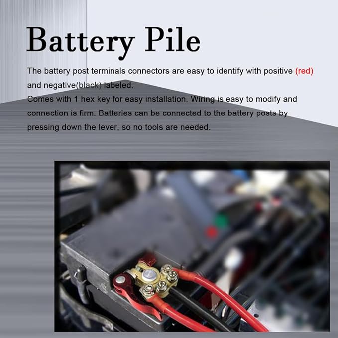 2PCS Car Battery Terminal Connectors, Battery Clamp, 4 Way Quick Release Disconnect Car Battery Terminal for SAE/JIS Type A Posts, Positive Negative Battery Cable Ends Fit Most Cars Van Truck
