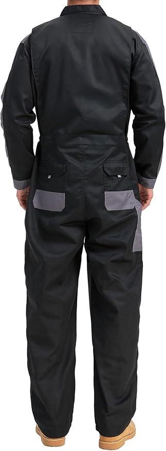 Men's Work Coveralls Multi Pockets Garage Work Jumpsuit Zip Coverall One Piece Workwear Mechanic Overalls