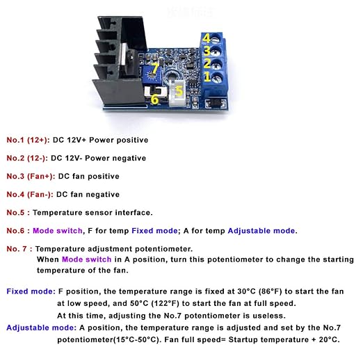 DC 12V 1A Automatic PC CPU Fan Temperature Control Speed Controller Case Fan Speed Governor with Sensor for 2 3 4 Wire Fan
