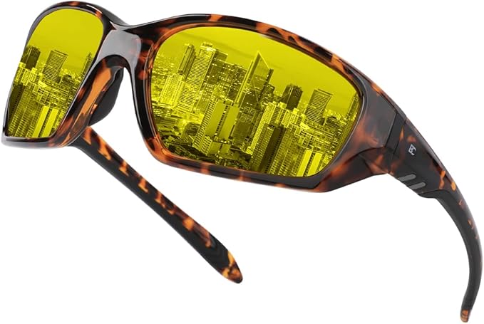 BIRCEN Night Vision Glasses for Driving: Running Cycling Sport Night Anti Glare Yellow Glasses for Men Women