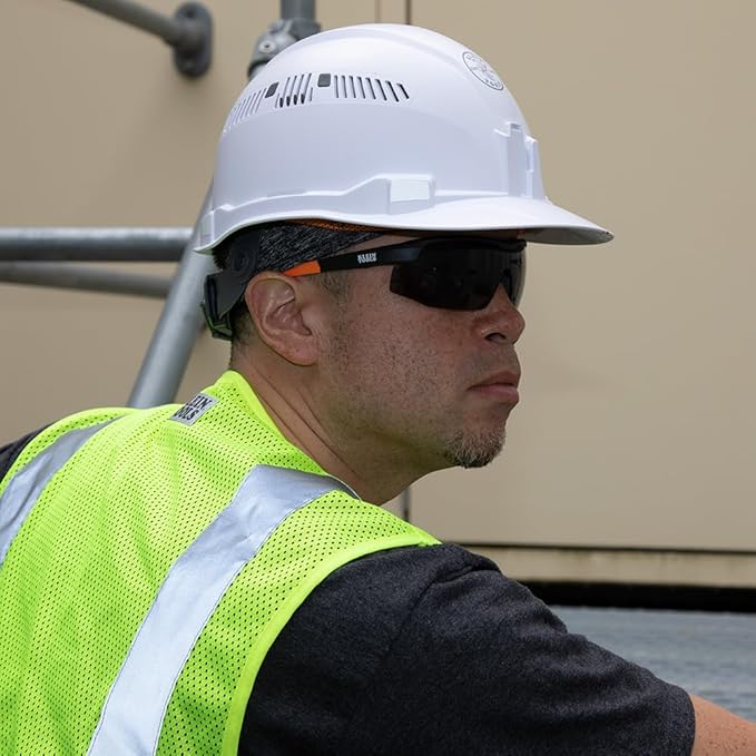 KLEIN TOOLS 60160 Safety Glasses, PPE Protective Eyewear with Semi Frame, Scratch Resistant and Anti-Fog, Gray Lens