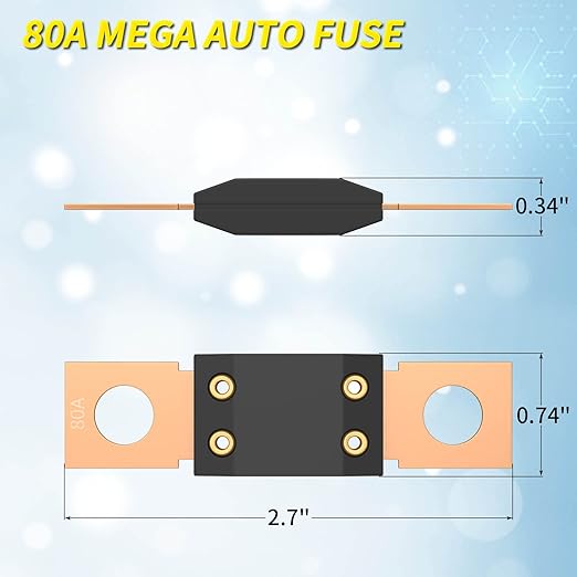 Joinfworld MEGA Fuse Holder with 80A Fuse, Automotive Fuse Holder with Cover for Cars, Trucks, Construction Vehicles, Buses, Caravans