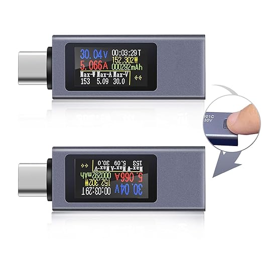 diymore USB C Power Meter Testers,USB-C Tester Color Screen,Digital Multimeter,Voltage Current Tester USB Battery Checker USB Voltage Current Voltmeter USB Mobile Testers USB Power Tester