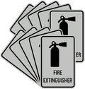 Signs ByLITA Portrait Round Fire Extinguisher Sign with Adhesive Tape, Mounts On Any Flat Surface (Lt Gray) - Medium (10 Pack)