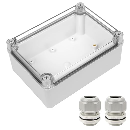 LeMotech Junction Box IP67 Waterproof Dustproof Electrical Box Project Box DIY Enclosure Gray with Transparent Clear Cover, External Size 6.9x4.9x3.0in (175x125x75mm)