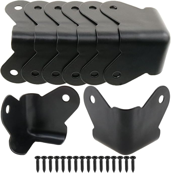 Heyous 8PCS Textured Steel, Edge Protection Box Corner Protector, Powder Coat Corner, Decorative Corner Protector, with Installation Screws, Black
