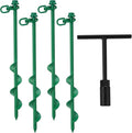 Hiboom 4 Pcs Ground Anchors with T Handle Hex Wrench Trampoline Hook, Ground Anchor Screw in Kit, Inflatable Outdoor Decorations Accessories for Camping Tents Car Ports Canopies (Green,12 Inch)