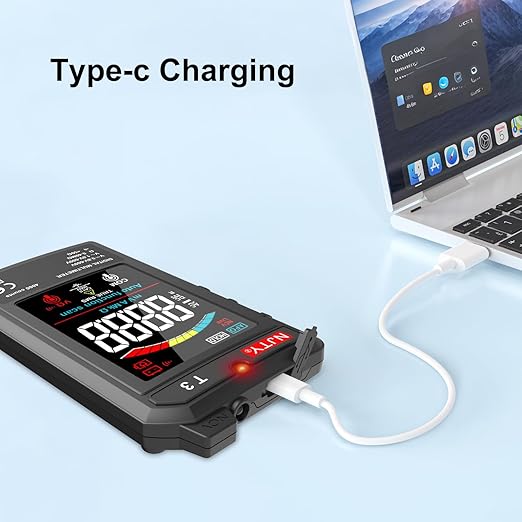 T3 Smart Digital Multimeter, Ultra-Thin Rechargeable Voltmeter with 3.2" Color LCD, Auto-Ranging 600V AC/DC Tester for Resistance NCV Live Wire Detection