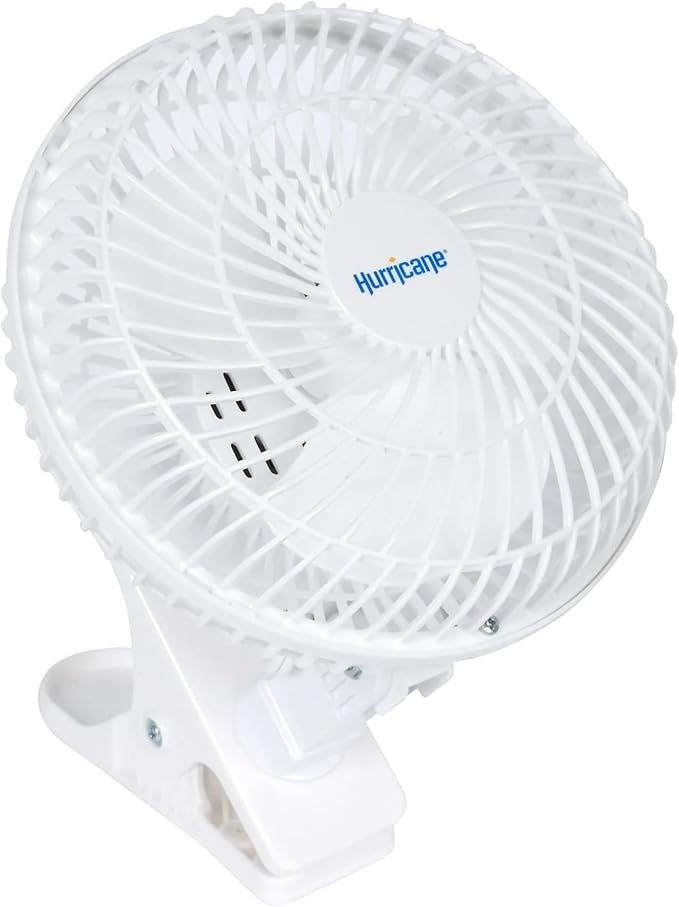 Hurricane 2-Pack Classic Clip-On Table Fan with 2 Quiet Speeds, White, 6" - Portable Corded Electric Air Cooling Unit with 306 CFM and Adjustable Tilt for Desk, Shelf, Home, Office or Dorm Use
