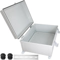 Waterproof Outdoor Electrical Box Junction Box Weatherproof IP67 ABS Plastic Enclosure Switch Router Project Box with Mounting Plate with Wall Bracket 2 Cable Glands Grey 15.74" x 11.81" x 6.7"