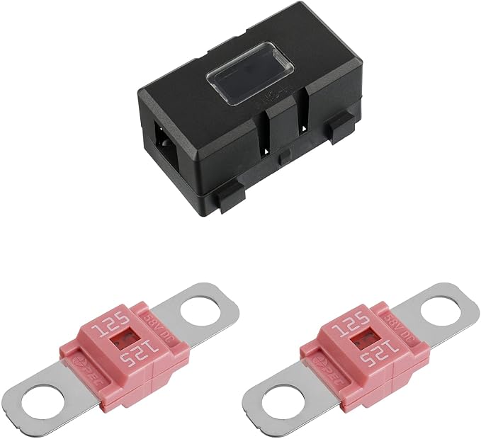 Midi Fuse Holder and 2 Pieces 125A Midi high Current Fuse Screw Fuse for Cars, Trucks, Vehicles(125 Amp)