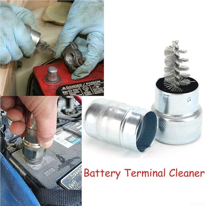 FABULETTA Car Battery Terminal Cleaning Brush, Battery Terminal Cleaner, Top/Side Post and Terminal Connector Cleaning Tool for Car, SUV, Truck, RV