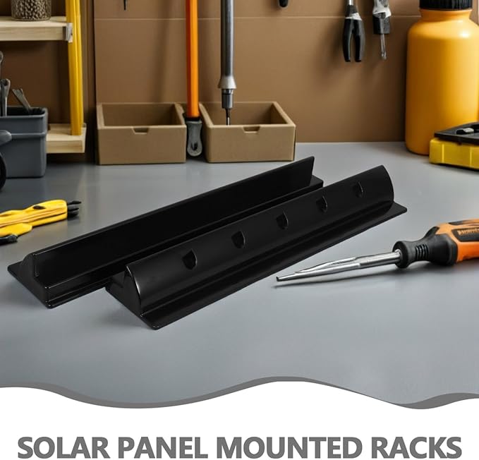 Solar Panel Bracket Kit 2Pcs Solar Panel Mounting Rail, End Clamps for Tin Flat Sheet Roof,Marine Caravan Motorhome RV Roof Installation Clamps Black