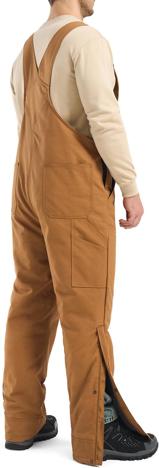 HISEA Insulated Bib Overalls for Men, Winter Water Resistant Duck Canvas Overall, Loose Fit Utility Workwear for Cold Weather