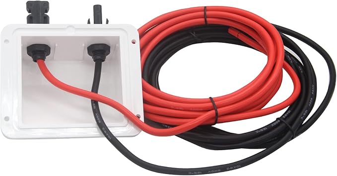 ZOOKOTO 10Ft 10 AWG Soft Copper Cable ABS UV Resistance Dual Cable Entry Housing for Solar Project on Rv, Boat,Camper,Van, Weatherproof