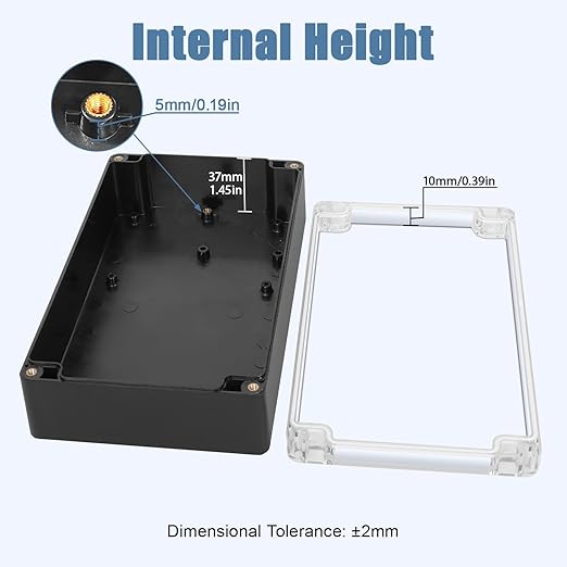 LeMotech Junction Box with Clear Cover IP65 Waterproof Project Box Dustproof ABS Plastic Electrical Project Boxes Universal Enclosure, Black 7.8"x 4.7"x 2.2"(200x120x56mm)(Pack of 2)