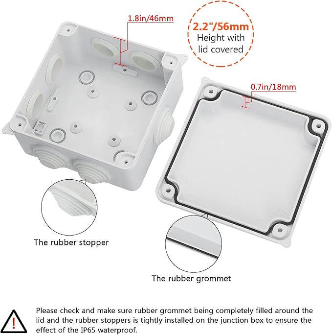 LeMotech ABS Plastic Dustproof Waterproof IP65 Junction Box Universal Electrical Project Enclosure White, Outer Size 3.9 x 3.9 x 2.8 inch (100 x 100 x 70 mm)