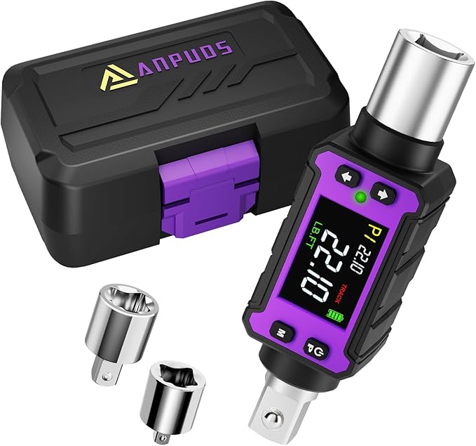 1/2" Digital Torque Adapter, 0.4-22.1 Ft.lb/0.6-30 Nm Digital Torque Wrench Converter Set, Torque Adapters with ±2% Accuracy, Buzzer & LED Flash Notification for Motorcycle Car Repair