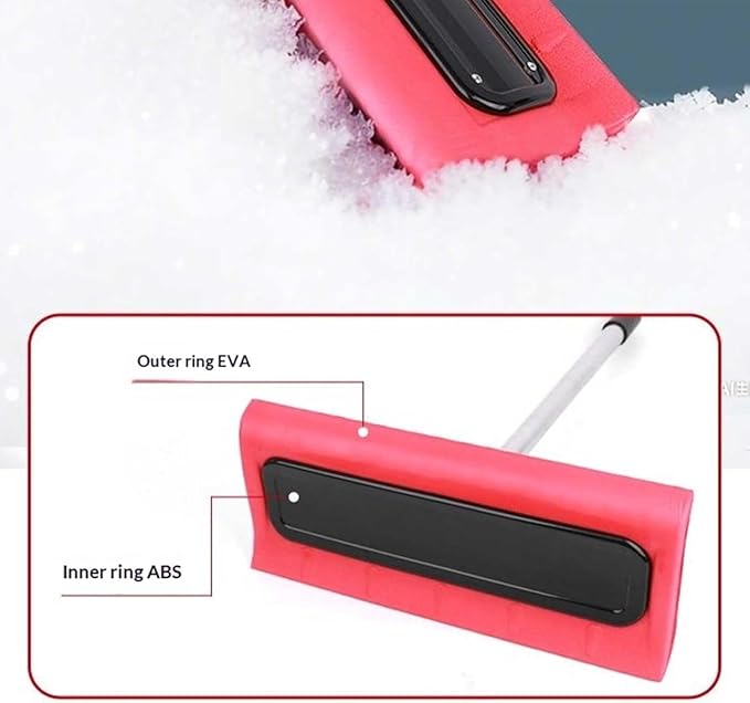 Adjustable Telescoping Snow Roof Rake(47-157in), Roof Snow Rake Removal Tool Set, Roof Rakes for Snow, EVA Push Plate Stainless Steel Telescopic Pole, for Roof Car Outdoor Snow Cleaning (2.4m/95in)