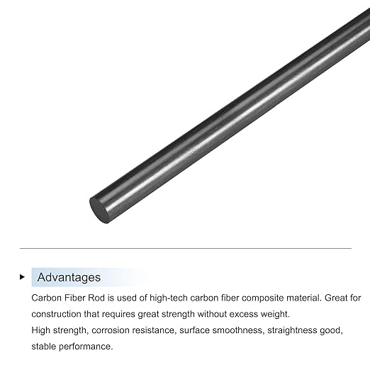 MECCANIXITY Carbon Fiber Rod, 10mm x 200mm for RC Airplane DIY Tool Wing Tube Quadcopter Arm, Pack of 5