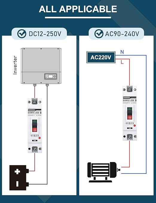 DIHOOL Main 160 Amp DC Circuit Breaker, 240V Battery Disconnect Switch, Master Switch for Car RV Marine Boat Truck Trolling