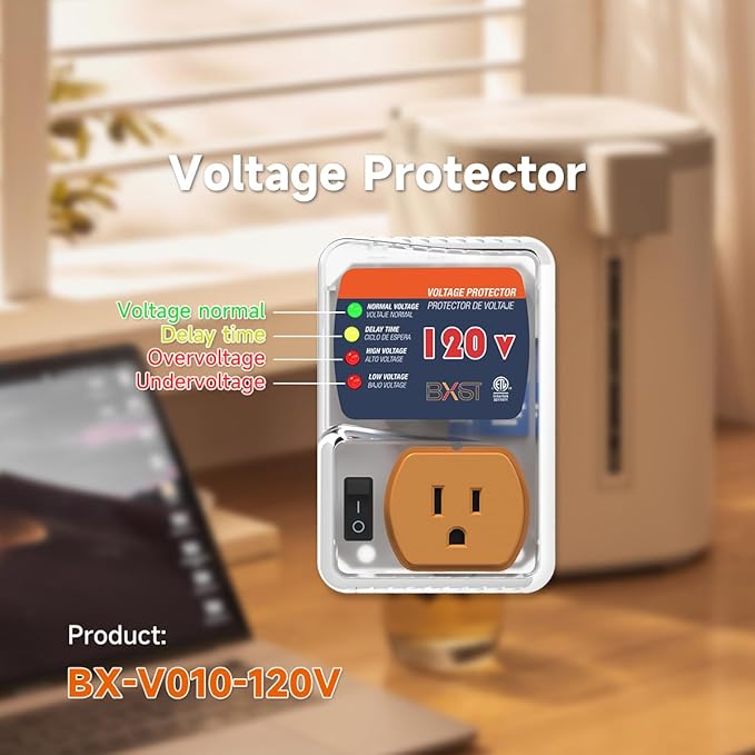 [ETL Listed] BXST Single Outlet Surge Protector for Refrigerators Voltage Protector for Home Appliance Delay Protection Electronic Surge Protector for Fridge TV Air Conditioners 120V 15A 1800Watts
