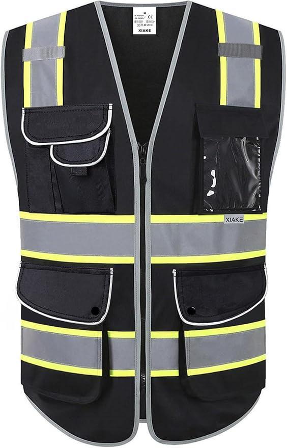XIAKE 9 Pockets Class 2 High Visibility Reflective Safety Vest for Men Women,Meets ANSI/ISEA Standard