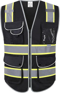 XIAKE 9 Pockets Class 2 High Visibility Reflective Safety Vest for Men Women,Meets ANSI/ISEA Standard