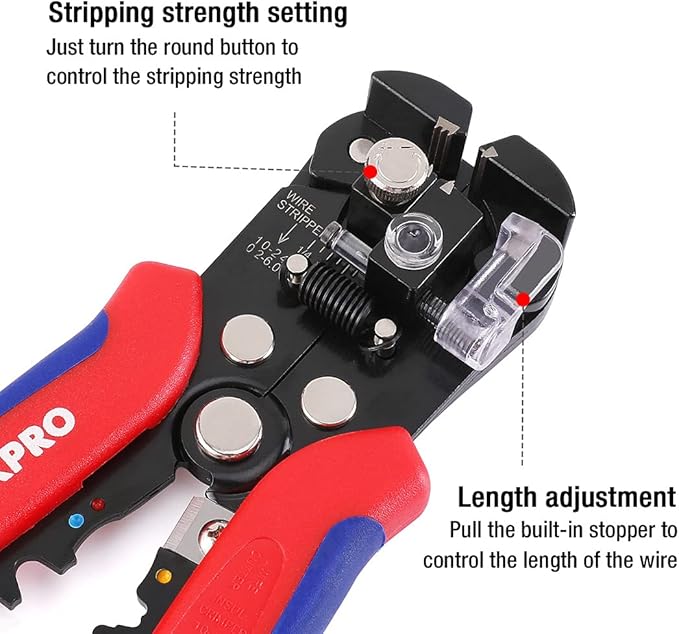 WORKPRO Wire Stripper Set, 8-Inch Multi-Tool Stripper and 8-Inch Self-Adjusting Wire Stripper Set for Stripping, Cutting and Crimping