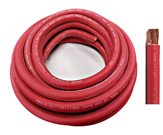 WNI 4 Gauge 50 Feet Red 4 AWG Ultra Flexible Welding Battery Copper Cable Wire - Made in The USA - Car, Inverter, RV, Solar
