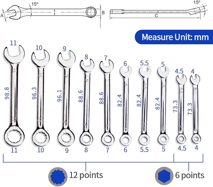 SPEEDWOX Ignition Wrench Set SAE Metric Small Open and Box Wrenches Mini Spanner Set Combination Wrench Set with Portable Storage Pouches